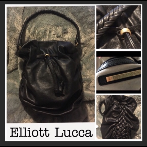 Elliott Lucca Black Leather Bucket Handbag - Picture 2 of 8